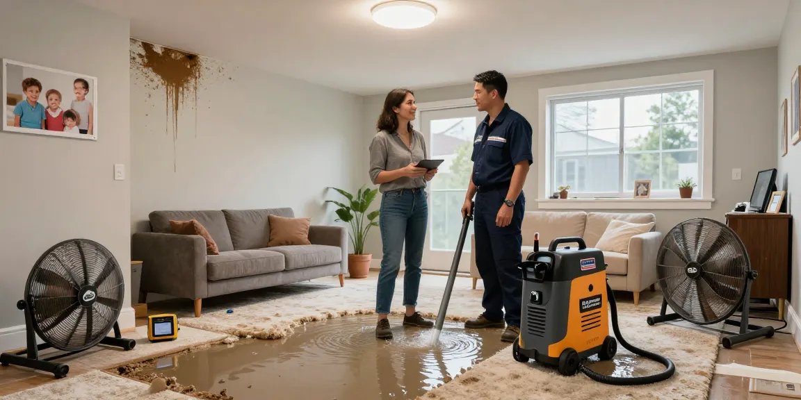 Water Damage Restoration West Vancouver technician extracting water from a flooded basement during a restoration process.